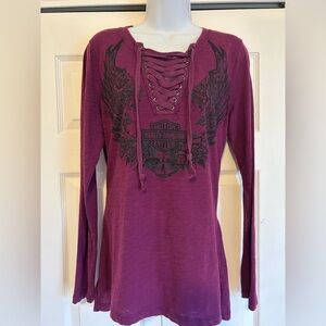 Harley-Davidson Women's Purple Lace-Up Top